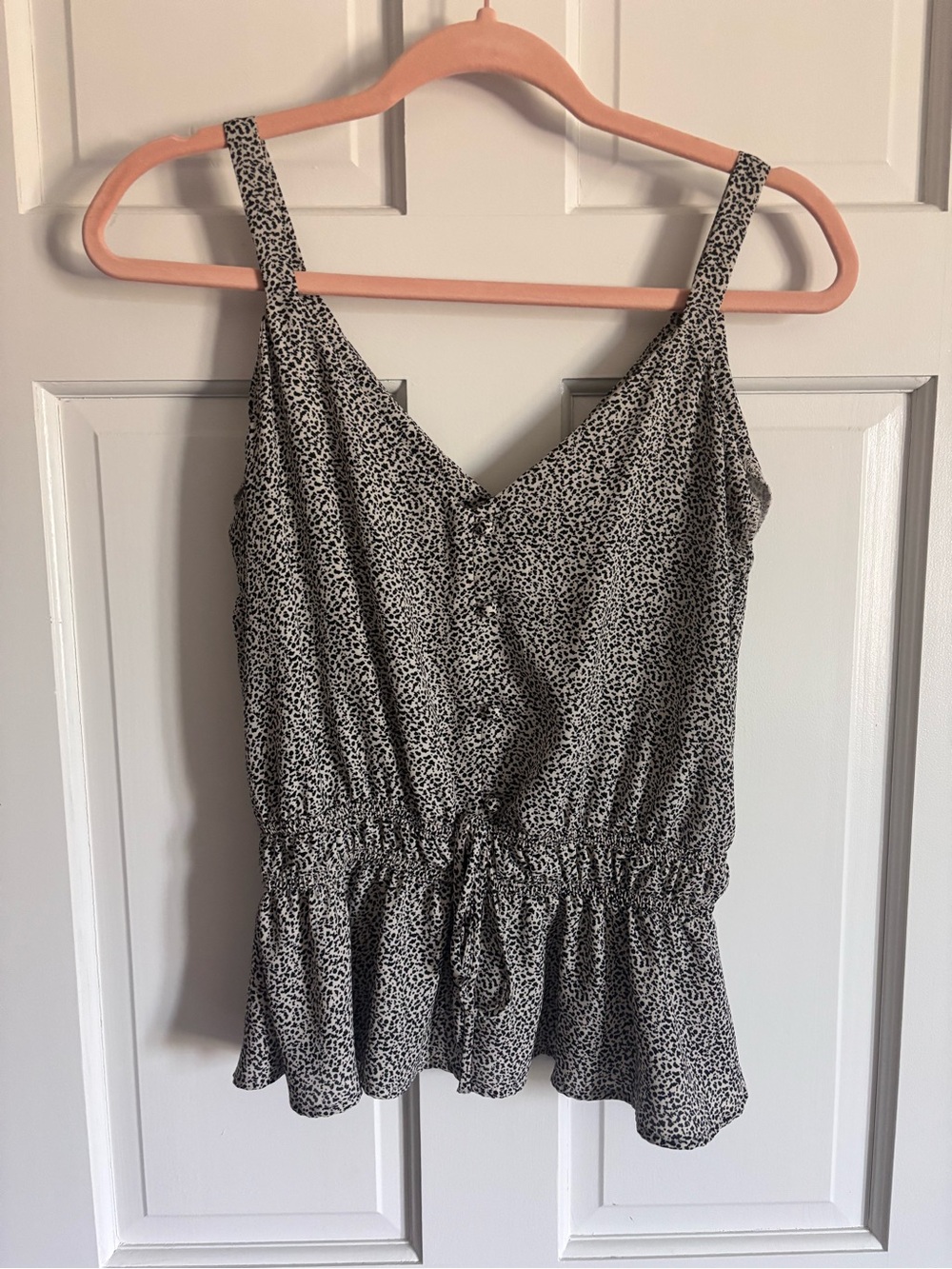 Women’s Black & White Printed Peplum Tank Top size medium